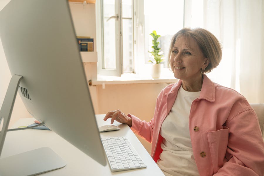person using computer office