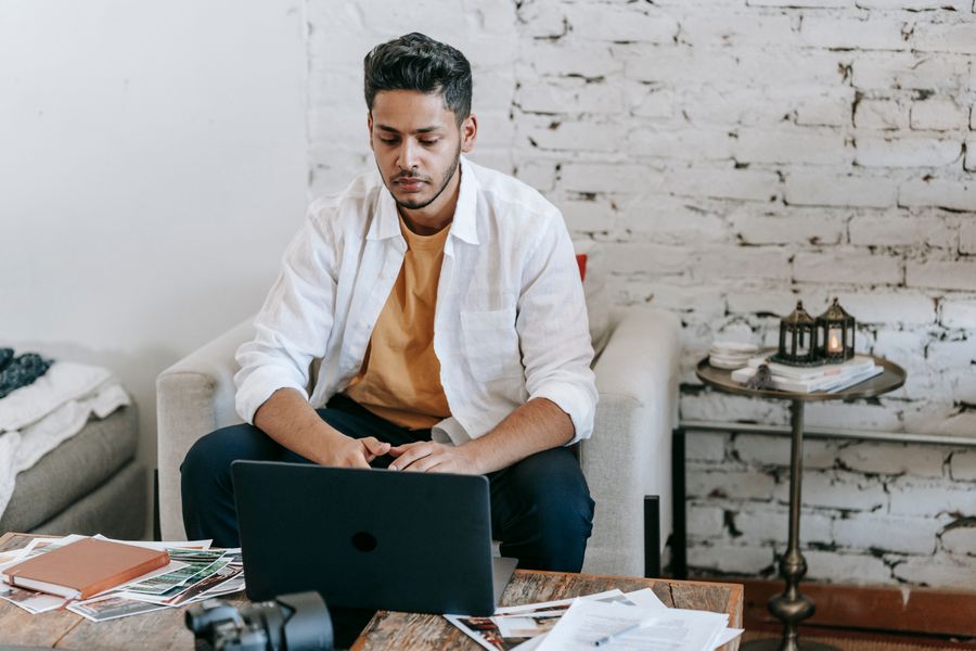 freelance designer working laptop