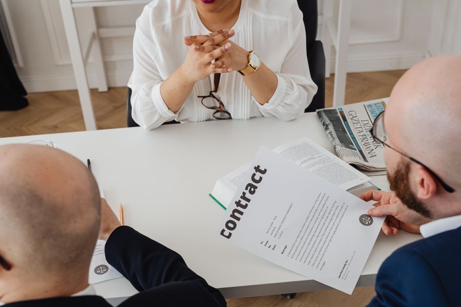 Lawyer reviewing contract