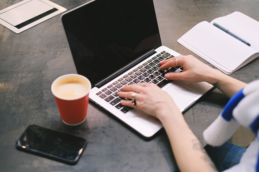 freelance designer working laptop
