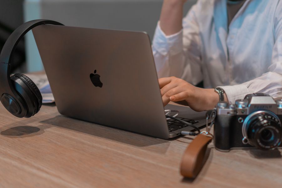 freelance designer working laptop