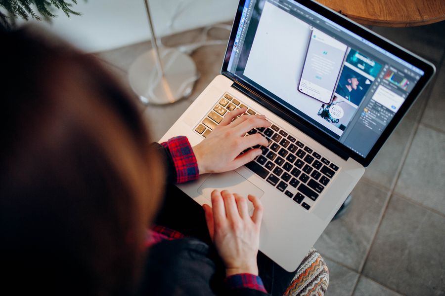 freelance designer working laptop