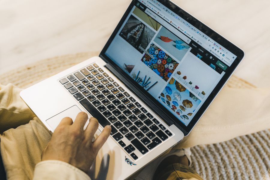 freelance designer working laptop
