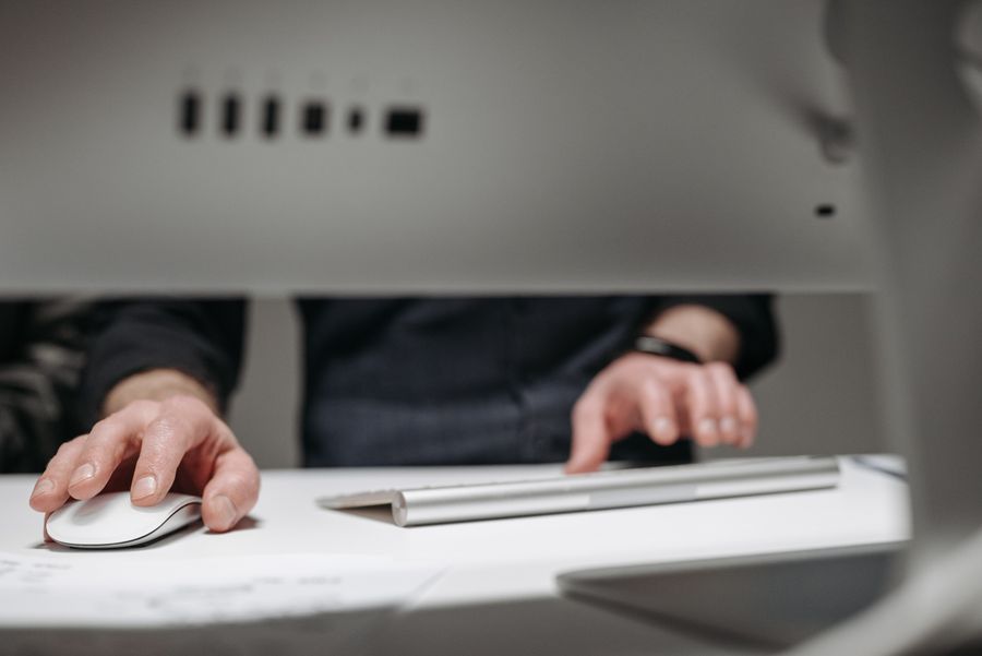 person using computer office
