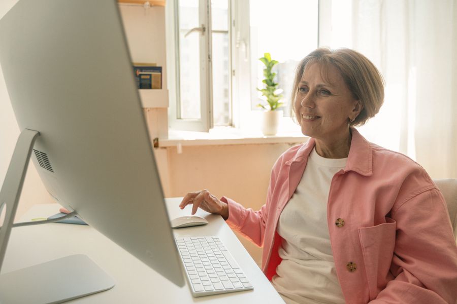 person using computer office