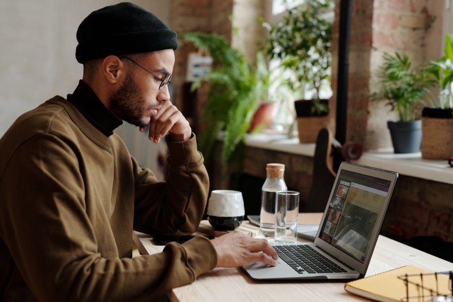 freelance designer working laptop