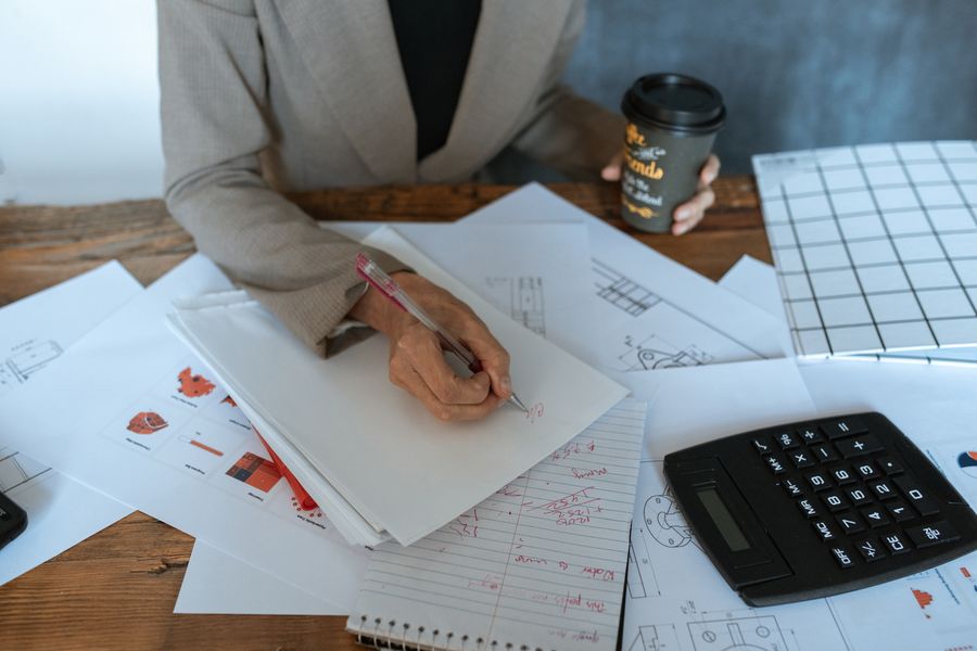 person organizing documents