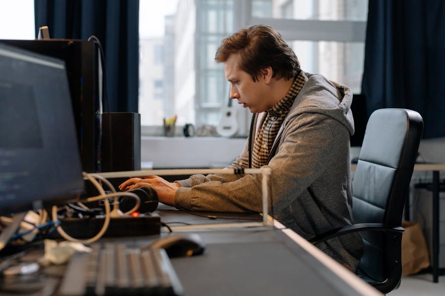 person using computer office